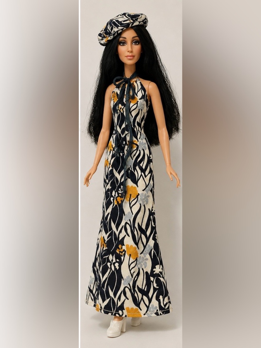 Vintage Mego Cher Fashions Doll Clothes Outfit Good Earth Dress Hat Bob Mackie